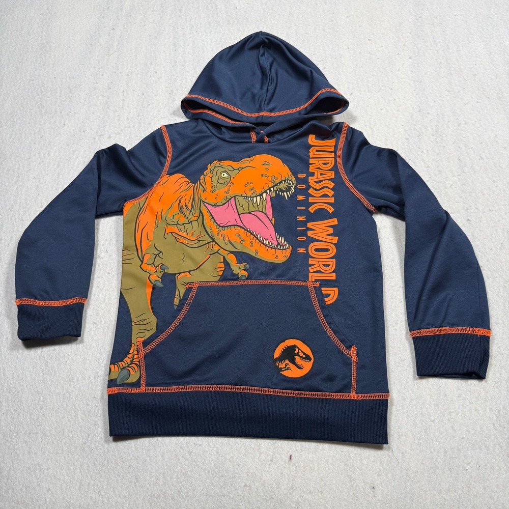 Jumping Beans Kids Jurassic World Dominion T-Rex Hoodie Navy Blue Orange Size 7